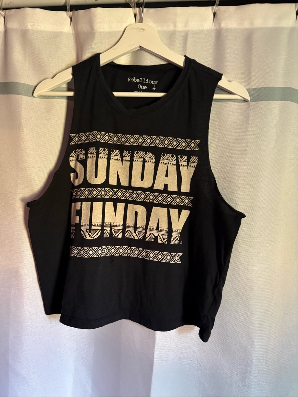 Rebellious One Black "Sunday Funday" Sleeveless Crop Tank